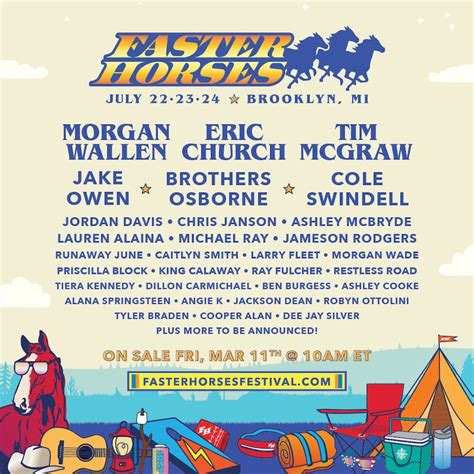 Faster horses 2024 - Jan 24, 2024 · Faster Horses Music and Camping Festival returns to Michigan International Speedway in July 2024 with HARDY, Jelly Roll and Lainey Wilson as …